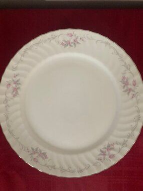 Gold Standard GST1 China Dinner Plate Set of 4 - Pink Floral with Gray Scrolls